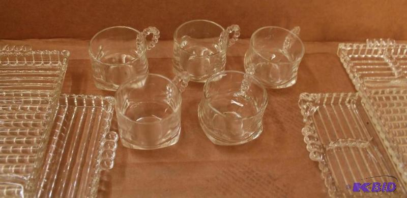 Glass cups and serving trays