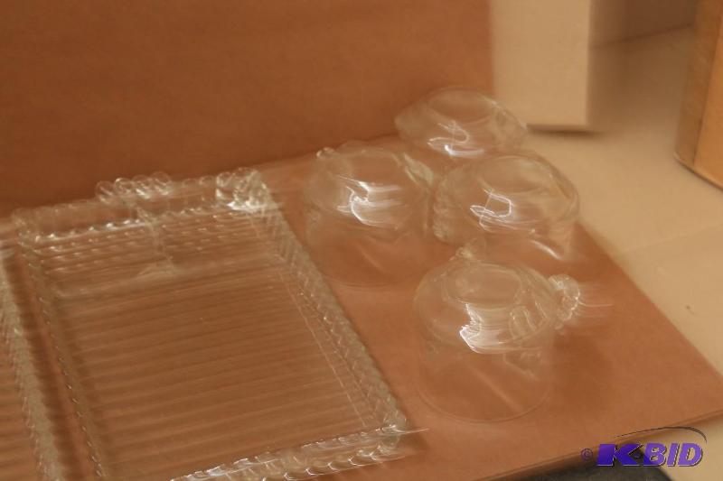 Glass cups and serving trays