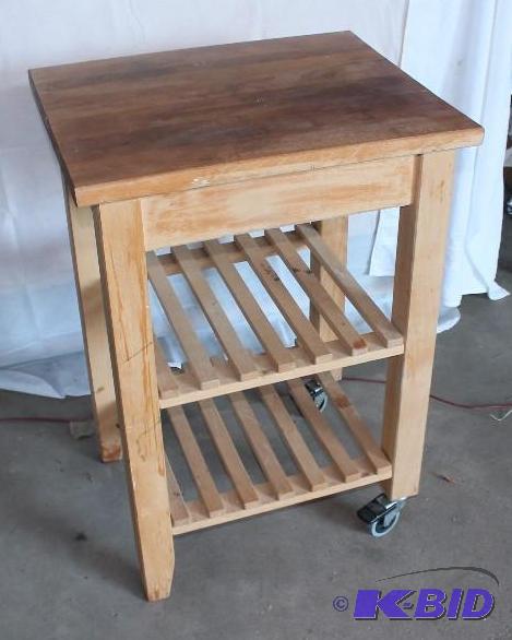 Butcher Block with 2 Shelves