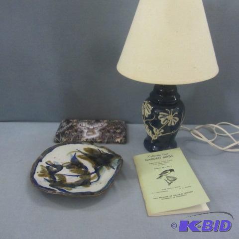 Bedside Lamp, Birds, Pottery