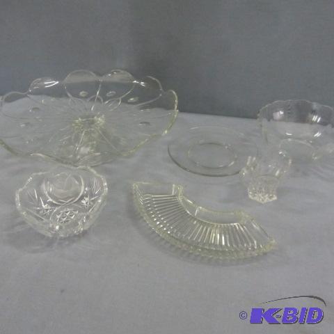 Assorted Fancy Glass Plates & Dishes