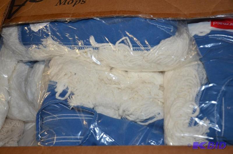 Box of new floor mops. Located in VFW upstair...