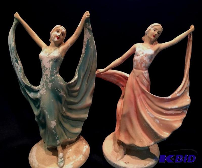 lot 123 image: Chalkware Art Deco Dancing Ladies