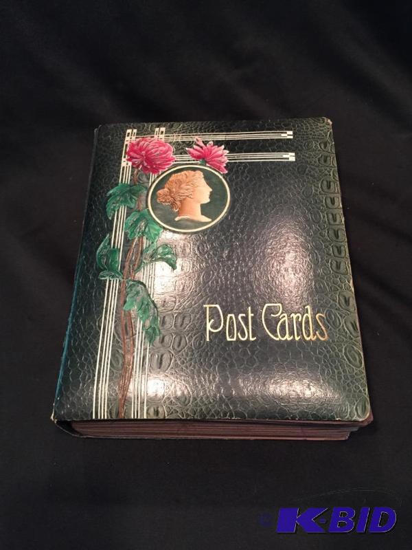 lot 130 image: 1900s German Postcard Album filled with postcards.