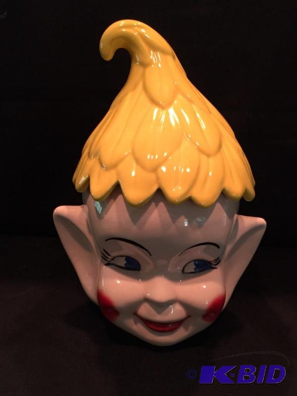 lot 132 image: Bright Yellow Pixie Elf Cookie Jar