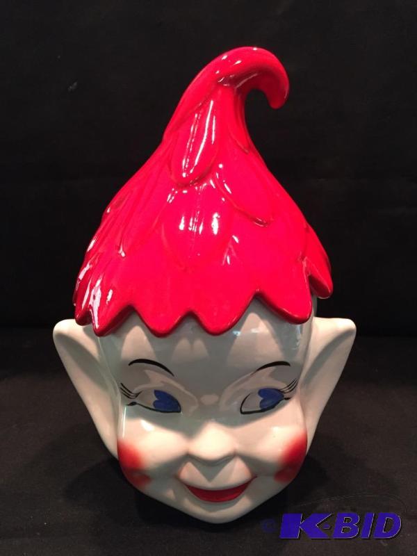 lot 133 image: Bright Red Pixie Elf Cookie Jar