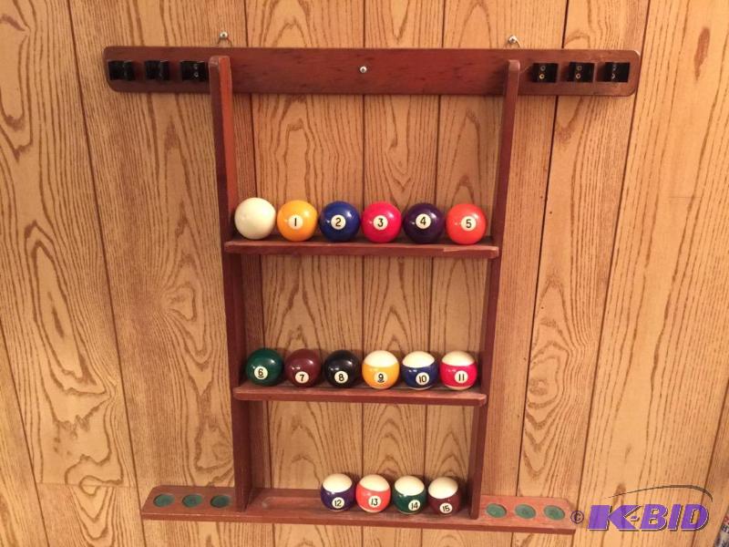 lot 27 image: vintage Billiard Ball and Billiard Cue Rack