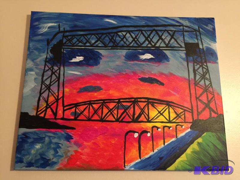 lot 70 image: Original Oil on Canvas - Duluth Lift Bridge
