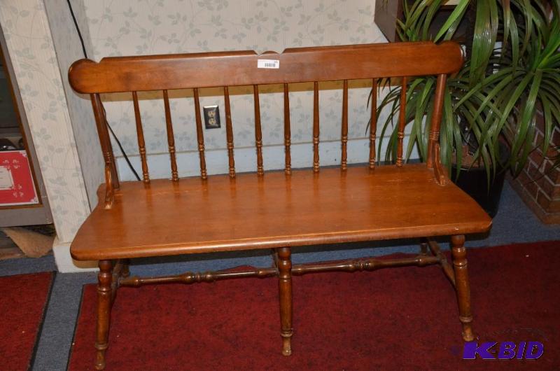 lot 100 image: Wood bench 17&quotx33&quotx48"...