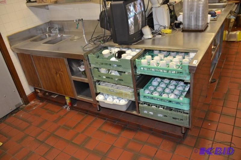 lot 105 image: Stainless steel counter and sinks (one fisher...