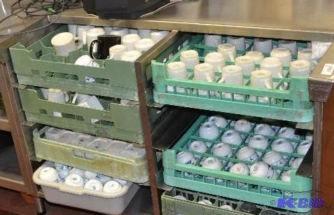 lot 105A image: Lot of coffeetea mugs in racks...