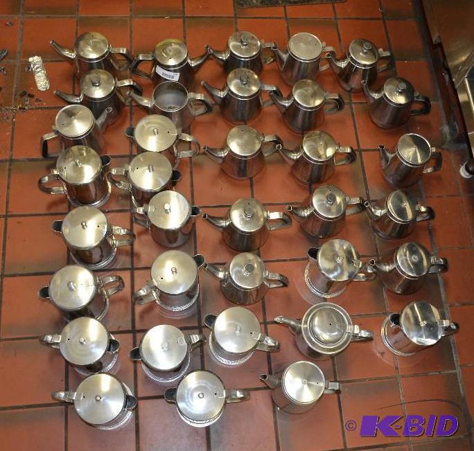 lot 110 image: 34  Stainless Steel Tea Pots...