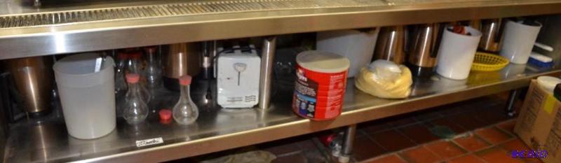 lot 137 image: Contents of shelf soy sauce containers, coff...