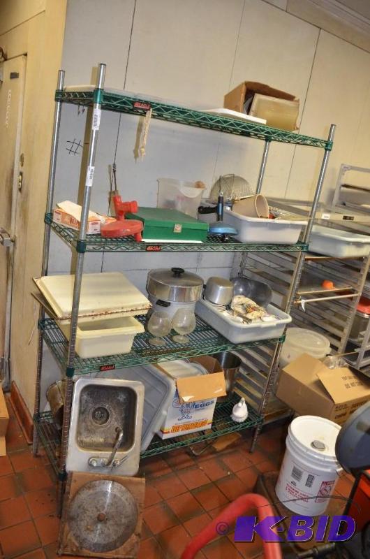 lot 147 image: Contents of shelf including Stainless steel ...