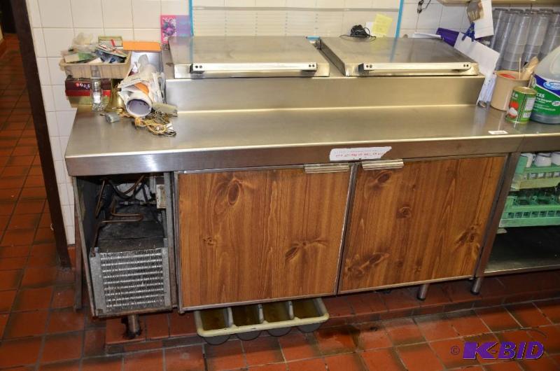 lot 15 image: stainless steel station with 2 door fridge an...