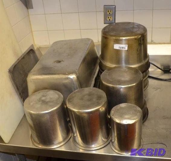 lot 169 image: Stainless Steel Commercial Pots and serving p...