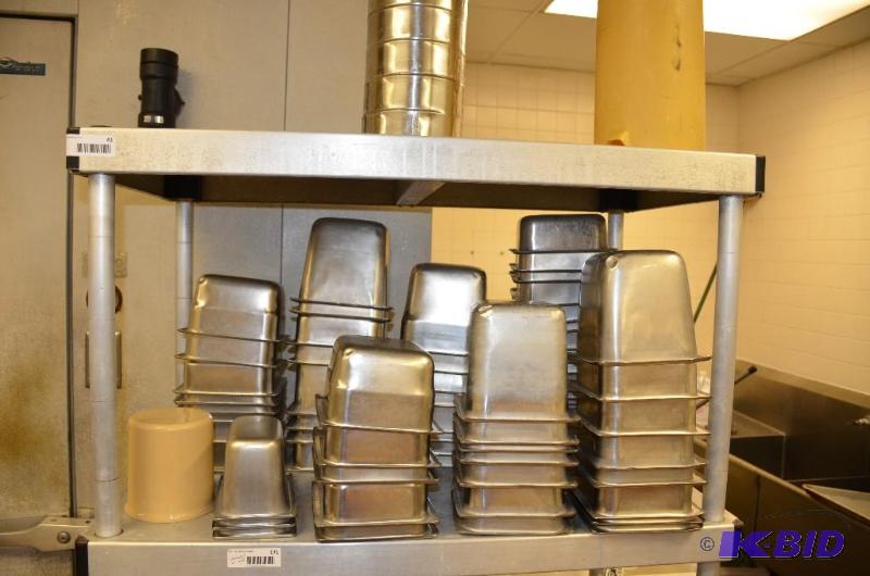 lot 171 image: Contents of shelf Lot of stainless steel pre...