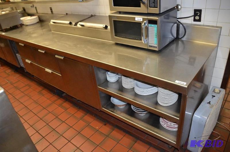 lot 20 image: Stainless steel prep area with refrigerated d...