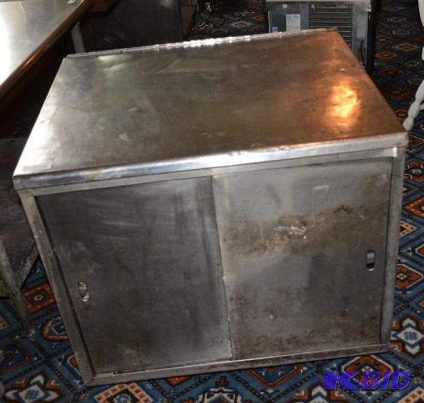 lot 219 image: Stainless Steel 2 shelf storage unit 31"...