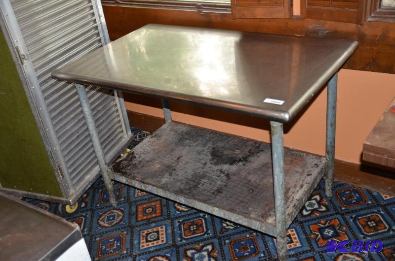 lot 221 image: Stainless steel two tiered table. 30&quotx34...