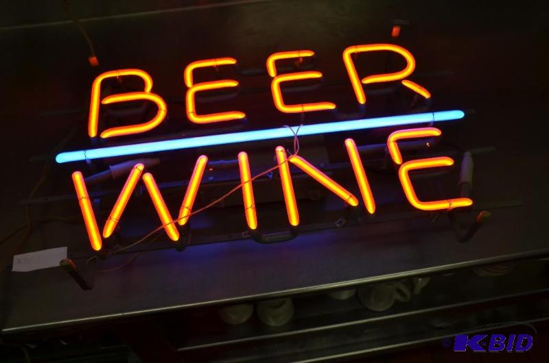 lot 241 image: Neon beer wine lighted sign 4x16x24" wor...