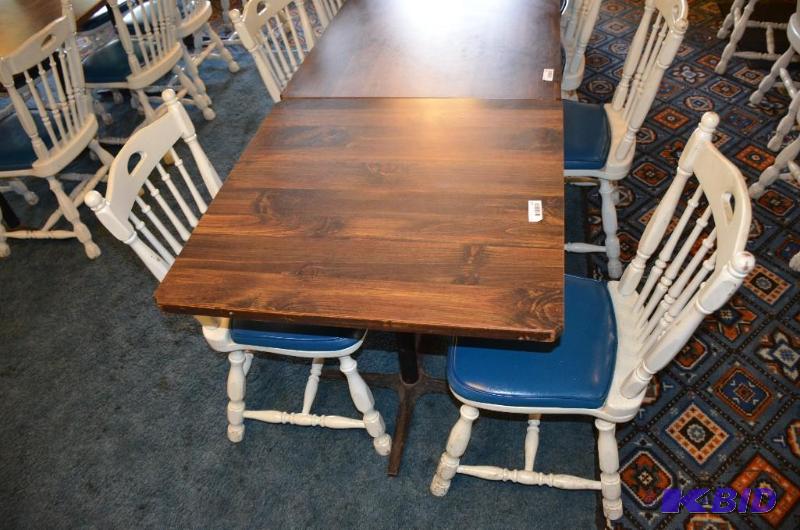 lot 62 image: Wood table with 2 chairs 30x30x30 and 16x17x3...