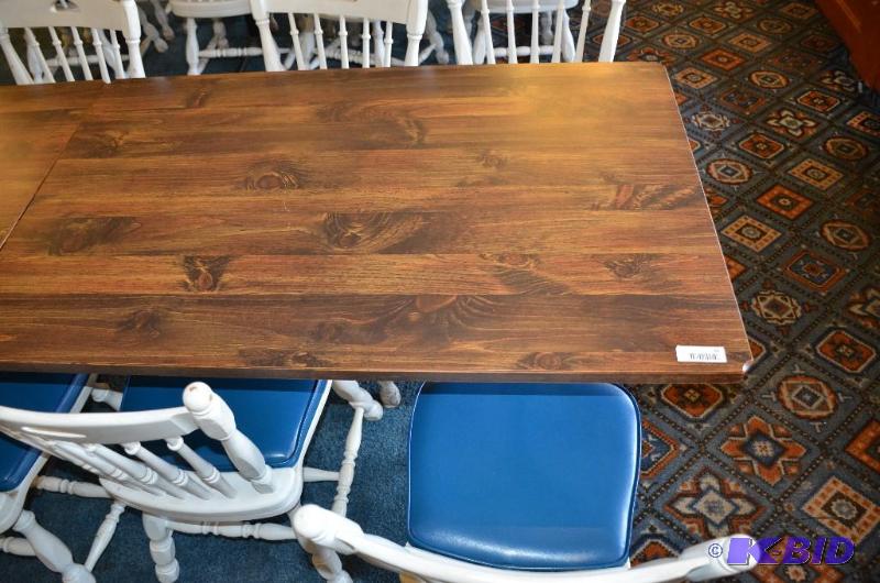lot 66 image: Wood table with 4 chairs 30x30x48 and 16x17x3...