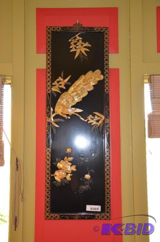 lot 76 image: mother of pearl peacock Chinese art 12" ...