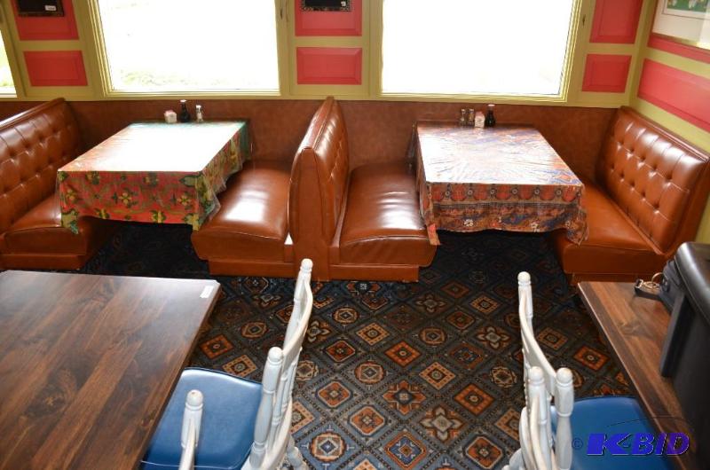 lot 83 image: Two tables with no base. One back to back ben...