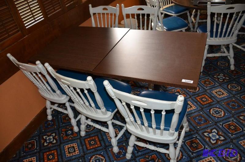 lot 90 image: 2 square tables and 6 matching chairs. Tables...