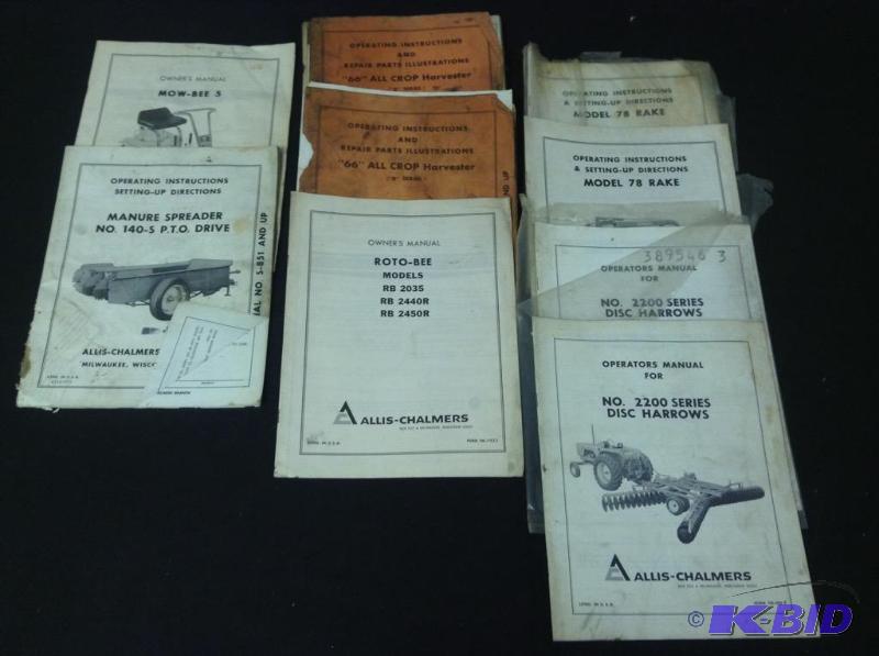 lot 105 image: 9 Allis Chalmers Farm Equipment Manuals