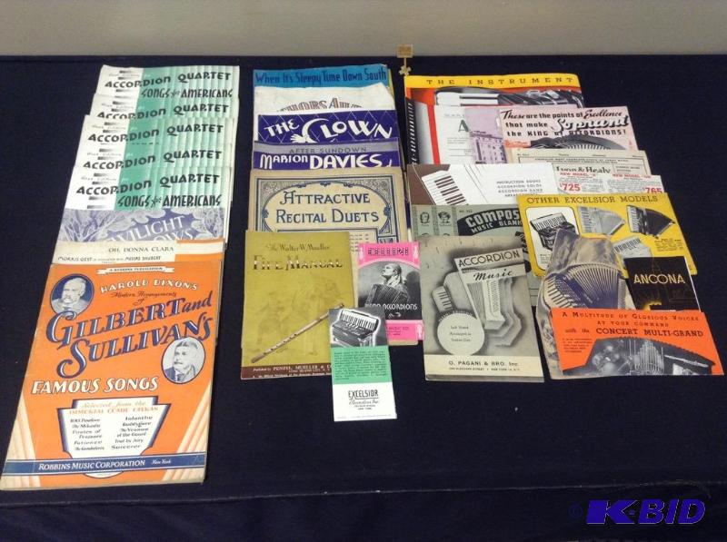 lot 110 image: Vintage Accordion Music and Advertisements