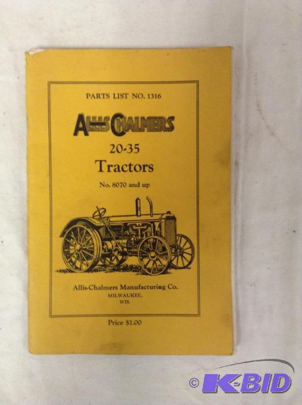 lot 114 image: Allis Chalmers 20-35 Tractors Parts List