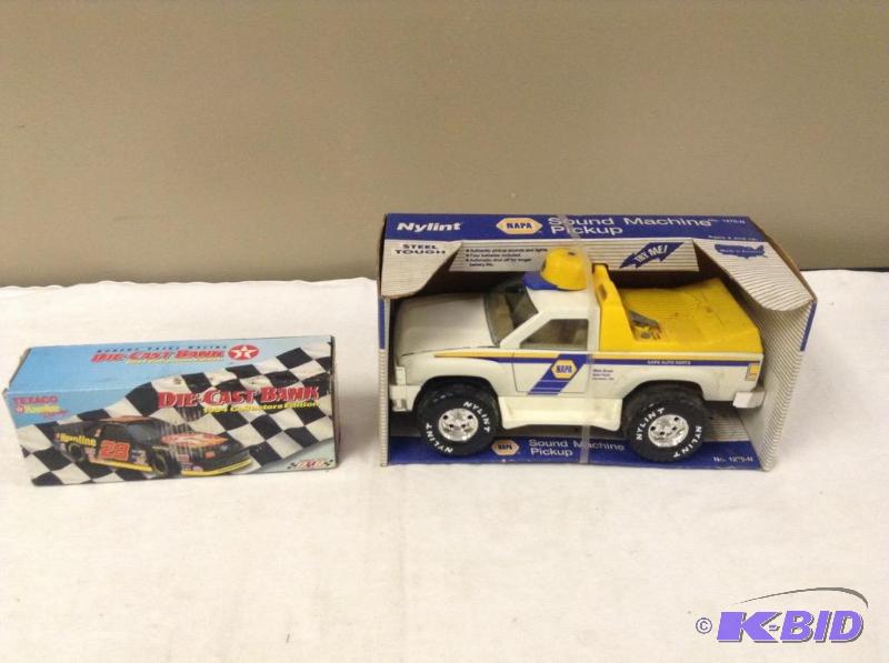 lot 76 image: Nylint NAPA Sound Machine Pickup and die cast bank ofTexaco Haveline #28 NASCAR car