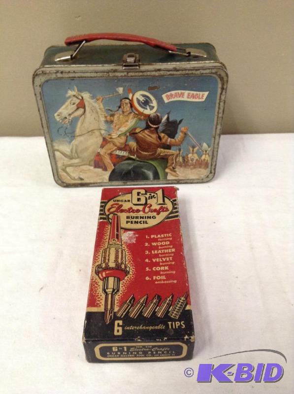 lot 8 image: Brave Eagle Lunch Box & Burning Pencil