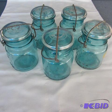 Blue Bail Can Jars, Glass Lids