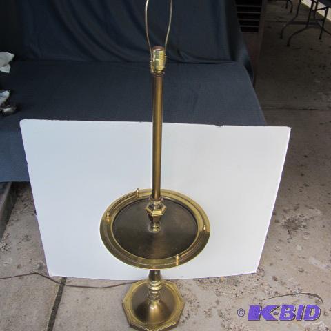 Brass Floor Lamp with Table