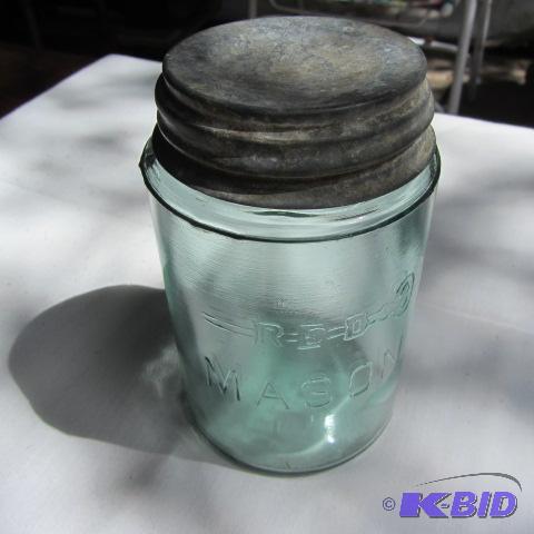 Red Key Green Canning Jar