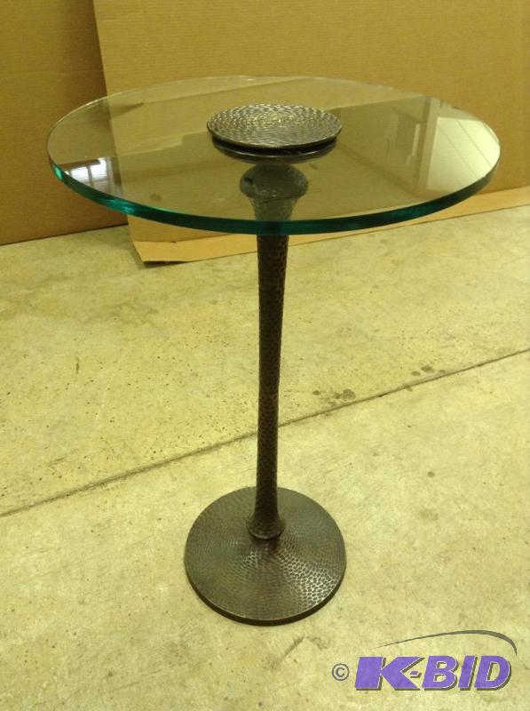 Contemporary Round Glass and Metal Table