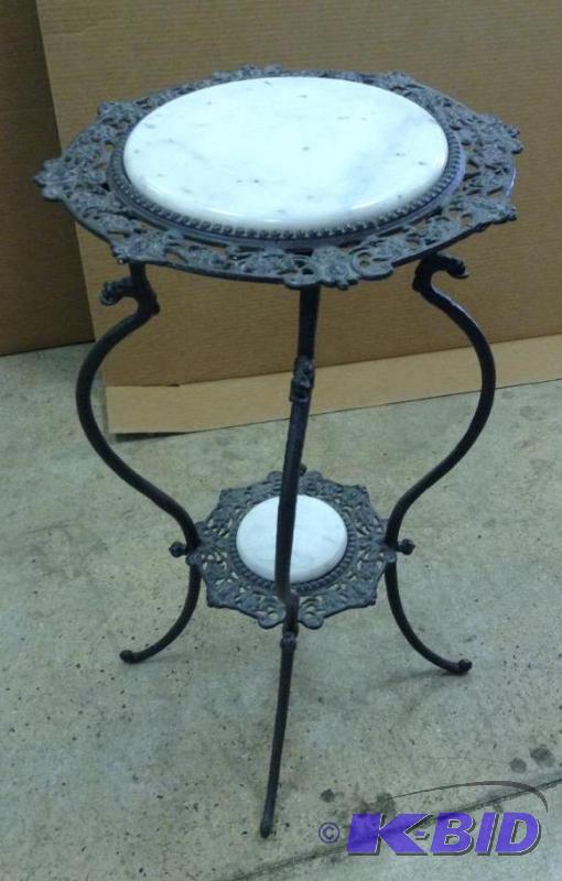 Victorian Style Iron and Marble Plant Stand