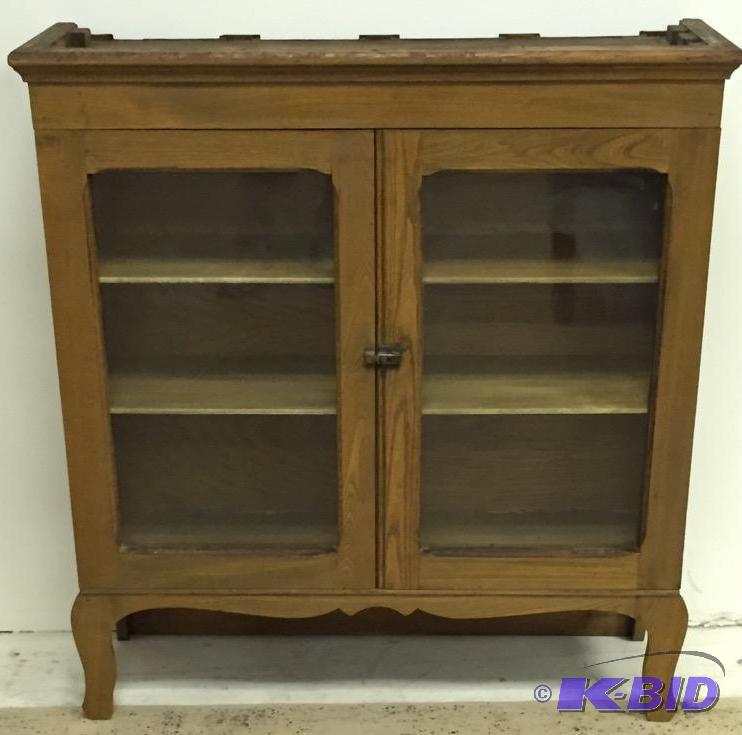 Vintage Wooden Glass Front Hutch