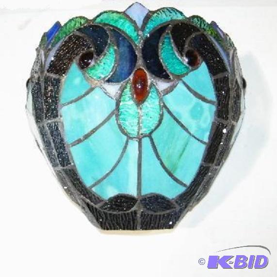 lot 10 image: Stained Glass Wireless Wall Sconce -&nbspBri...