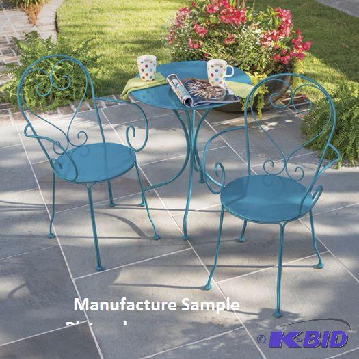 lot 108 image: Island Blue Metal Chairs. 2 Chairs ONLY - Re...