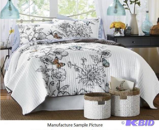 lot 18 image: Butterfly Embroidered Quilt - 104 x 90 - King...