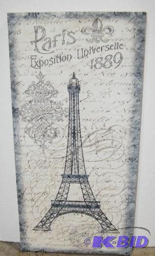 lot 23 image: French Wall Art - Canvas on wooden frame - 12...
