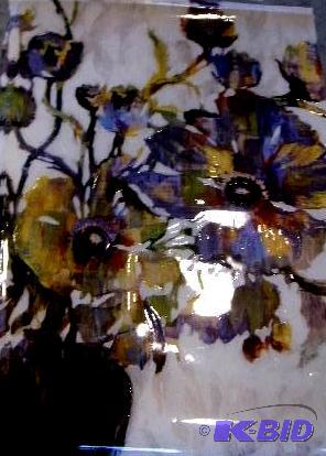 lot 74 image: Floral Wall Art - Large, screen-printed image...