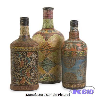 lot 89 image: Set of 3 Circus Bottles - Material 65% glass...