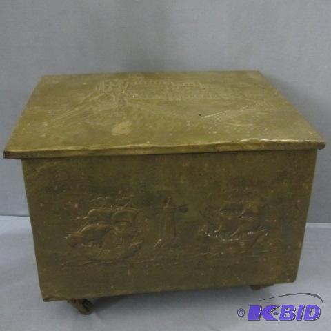 lot 103 image: Antique Embossed Kindling Box