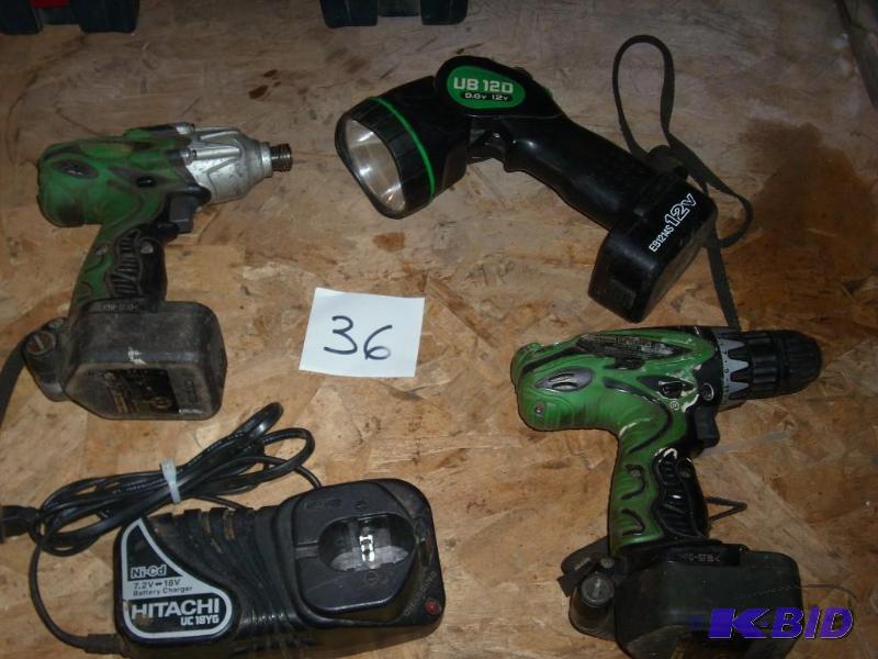lot 36 image: 12 Volt Hitachi Combo Set