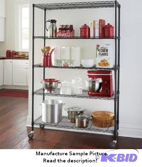 Five Shelf Metal Rack - Black - Offers effici...